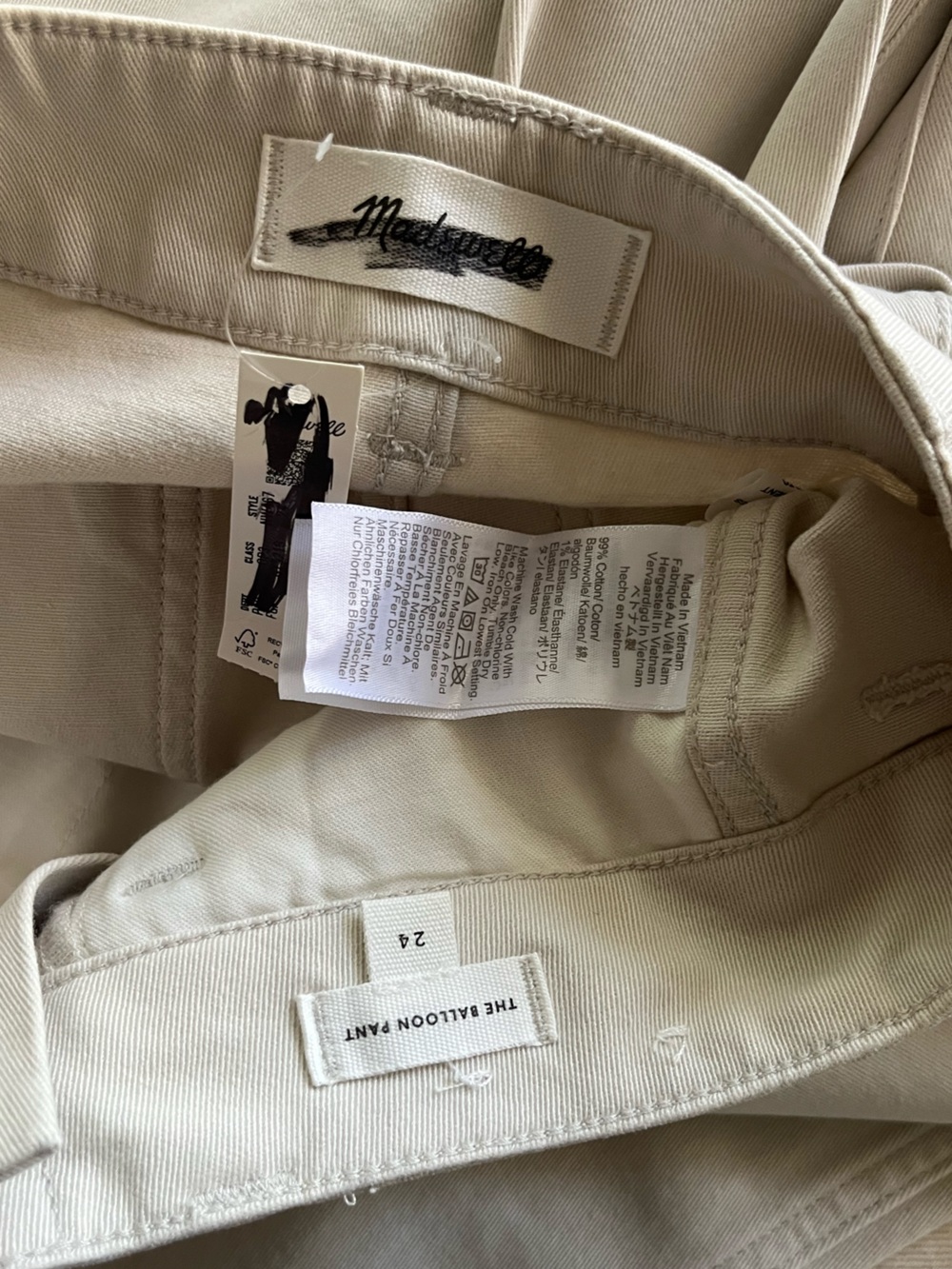 NWT Madewell Balloon Pant in Form Grey Khaki Cream Size 24 Barrel Leg $138 NW467 - Picture 10 of 15